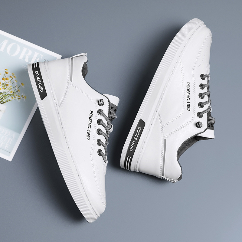 Zapatos de hombre de un pie 2024 nuevos zapatos de tablero transpirable de tendencia de primavera zapatos de cuero casuales para hombre zapatos de marea blancos pequeños de todo fósforo image 4