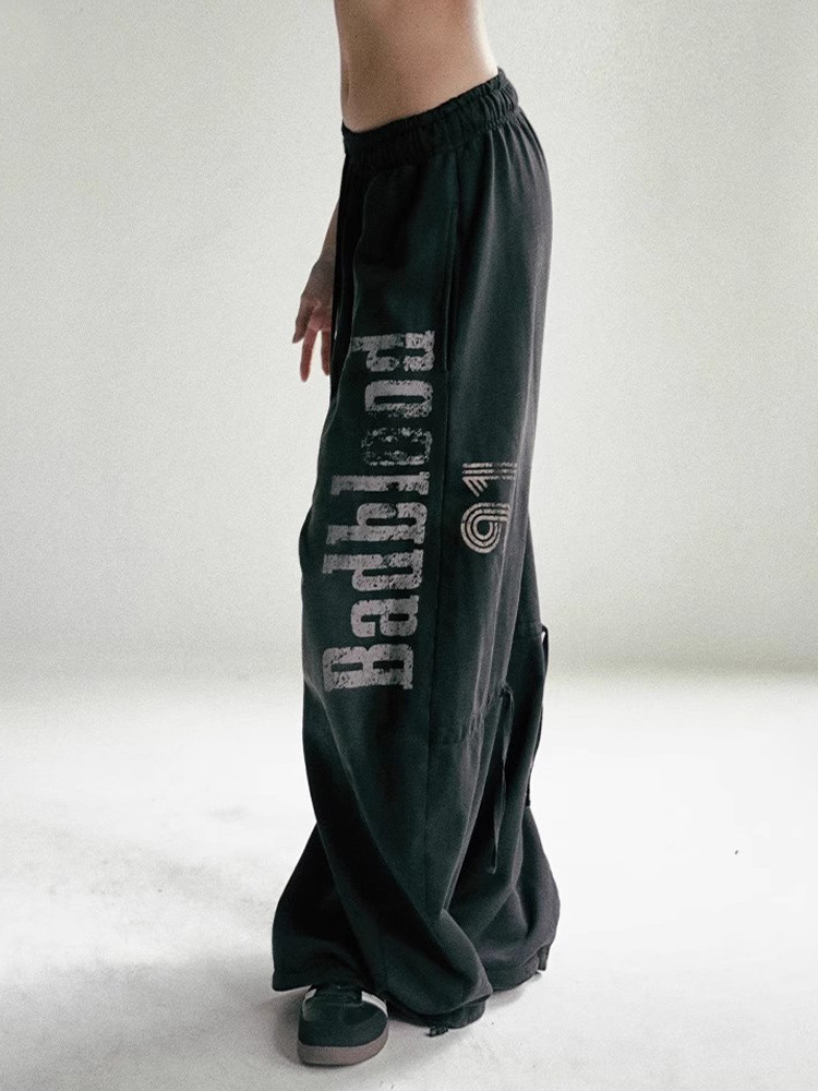 Pantalones informales retro americanos de la serie bcac de badblood coreanos para mujer, pantalones deportivos holgados y desgastados