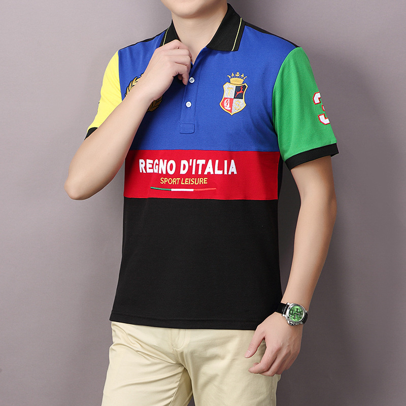 New Short sleeved Polo Shirt for Men's Academy Style Royal Elite Noble Leisure Sports Embroidery Pure Cotton European Size Italy