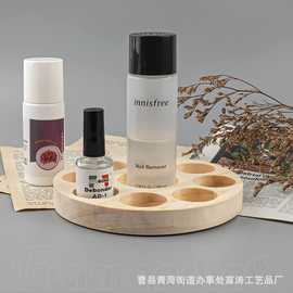 实木桌面精油架木质精油瓶收纳架置物架多孔位化妆品摆放置物木架