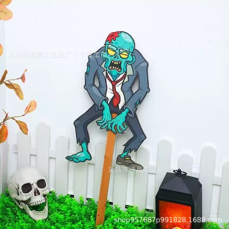 国境を越えた新しいハロウィーンの庭の挿し木植物対ゾンビ漫画の装飾クリエイティブハロウィーン|undefined