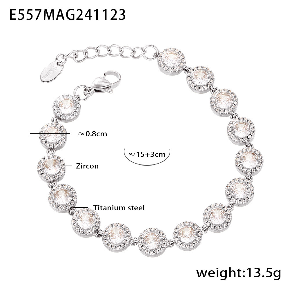 El amor de Zhao Zhao Zirconium brillante empalme pulsera collar ligero temperamento lujoso mujer color transfronterizo conjunto de joyas de acero de titanio