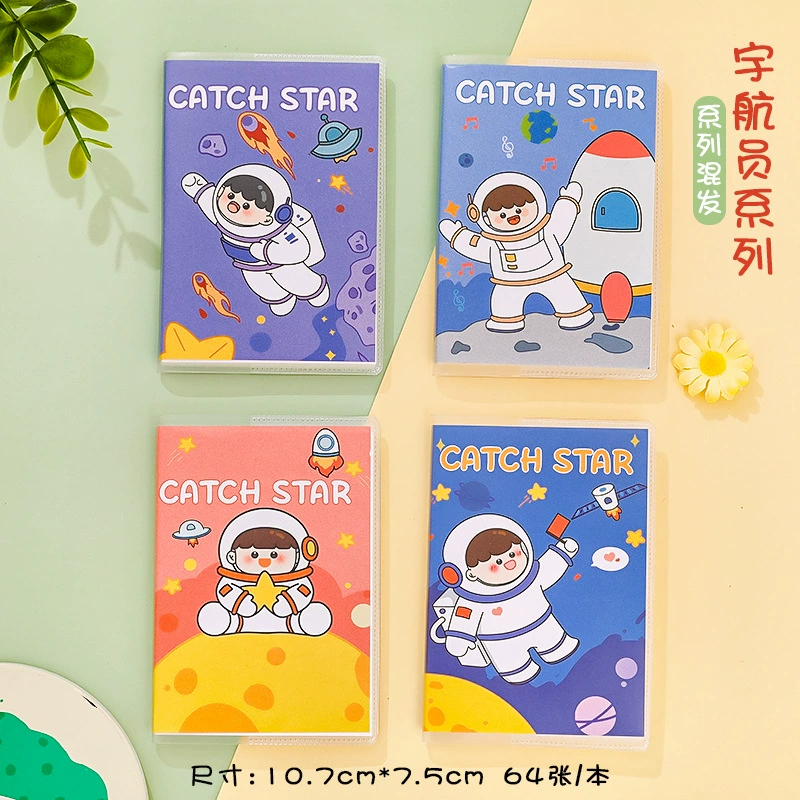 A7 Cartoon Notebook Set, Creative Portable Plastic Cover, Cute Pocket Notes, 10.7×7.5 cm