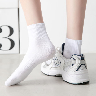 Socks Women's Mid-Summer Socks Boat Socks Women's Short Spring and Autumn Solid Color Cotton Black and White jk Socks Women's Sports ins Trendy Xinjiang Cotton