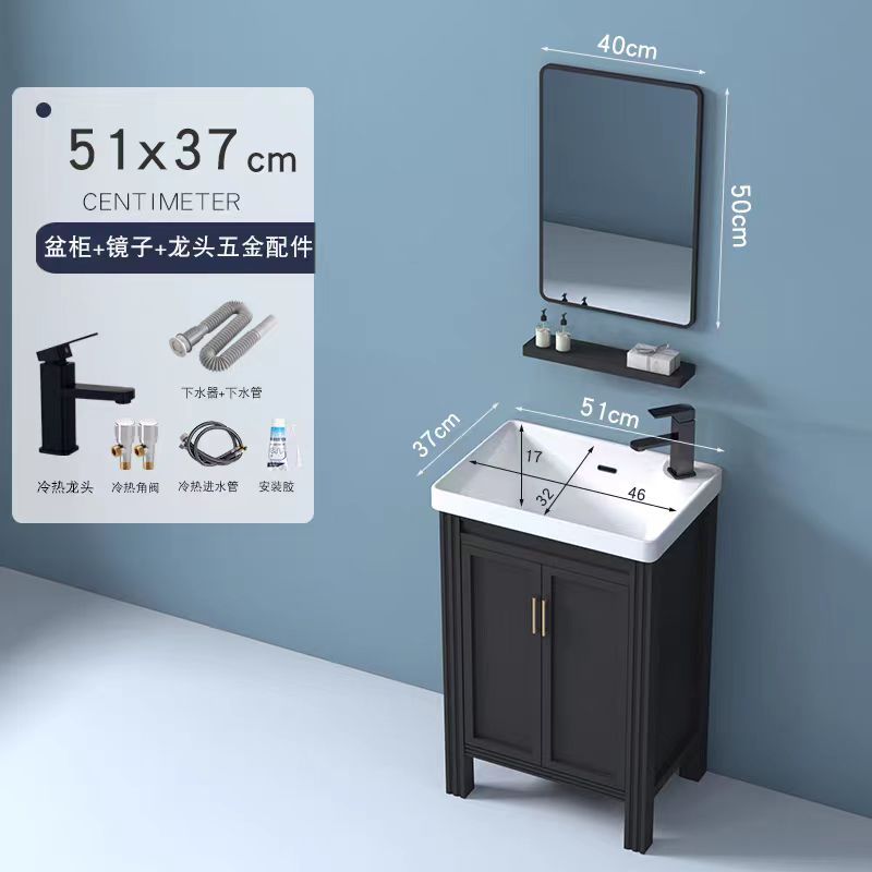 51x37cm gabinete de piso + grifo + espejo cuadrado