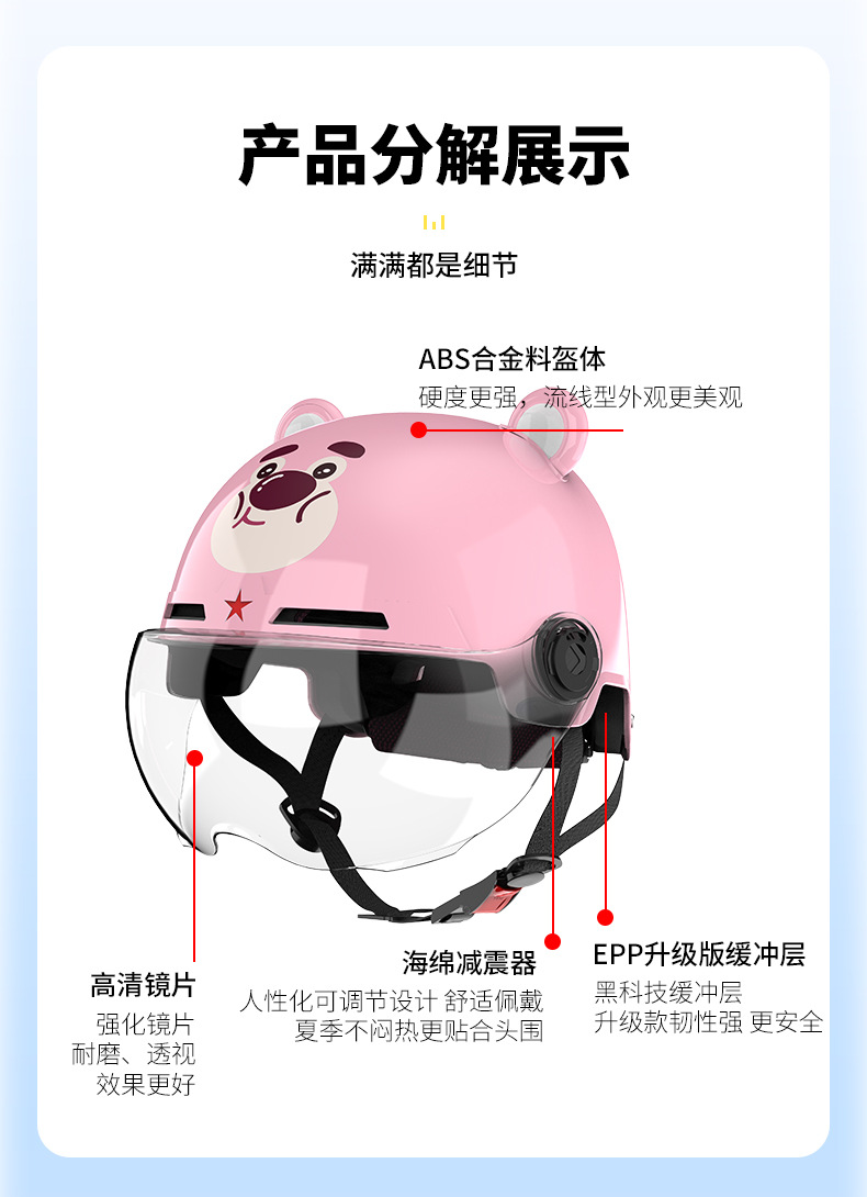 Basic Helmet for Electric Vehicles with 3C Certification, Cute Children's Motorcycle Helmet for Parent-Child Riding, Breathable Half Helmet for Summer