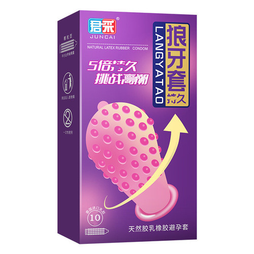 JUNCAI wolf braces large particles large G-spot shaped sex toys for men and women hyaluronic acid condoms condoms