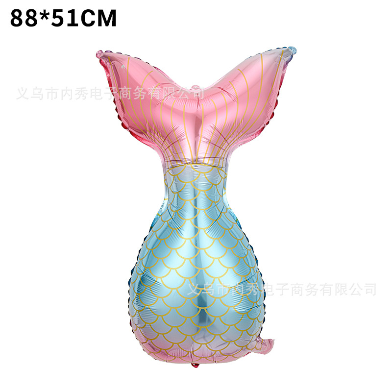 En forma de sirena globo fiesta de cumpleaños decoración de dibujos animados globo cola de pescado forma de concha película de aluminio cuento de hadas marino