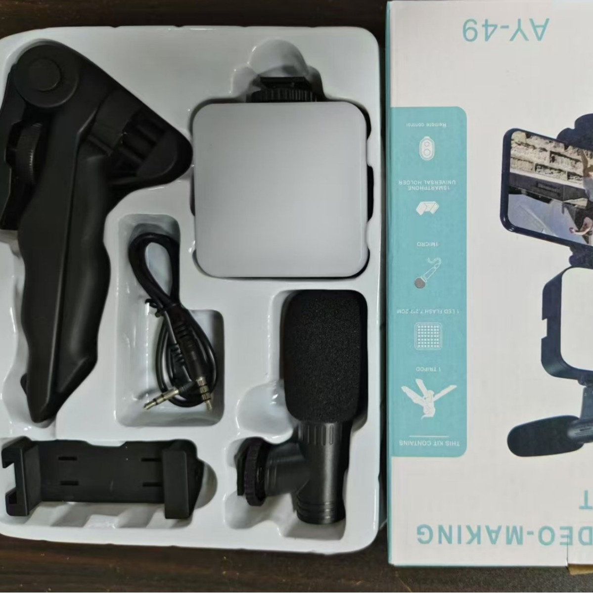 Soporte de luz de relleno transfronterizo AY-49 micrófono de 49 luz de un solo botón, soporte de transmisión en vivo de escritorio de fotografía de mano