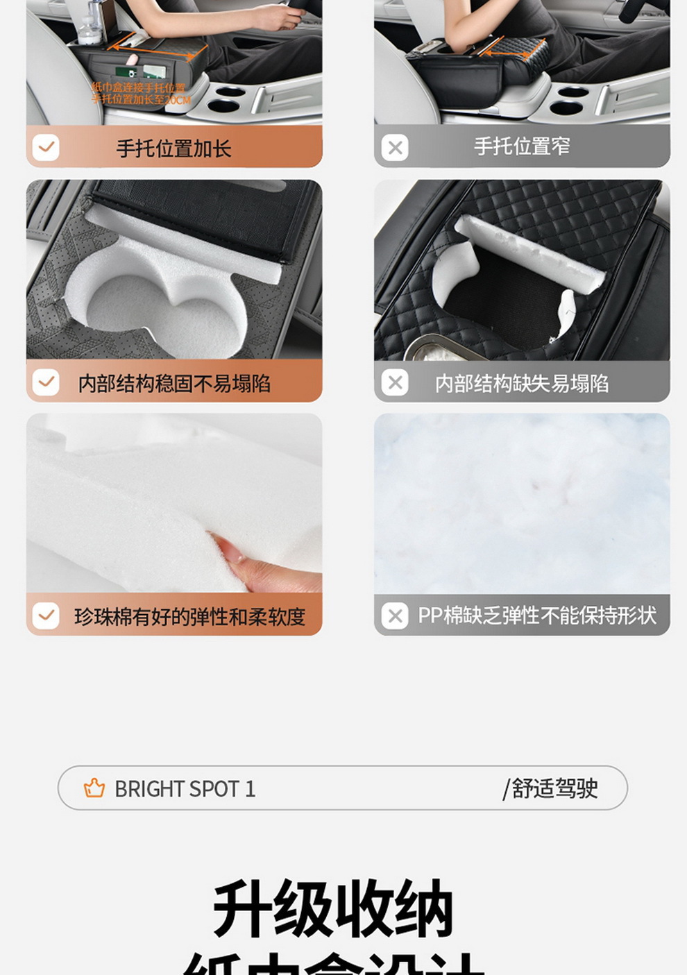 Universal Car Flip Armrest Box Protective Pad Tissue Box Central Leather Elbow Heightening Water Cup Drink Holder