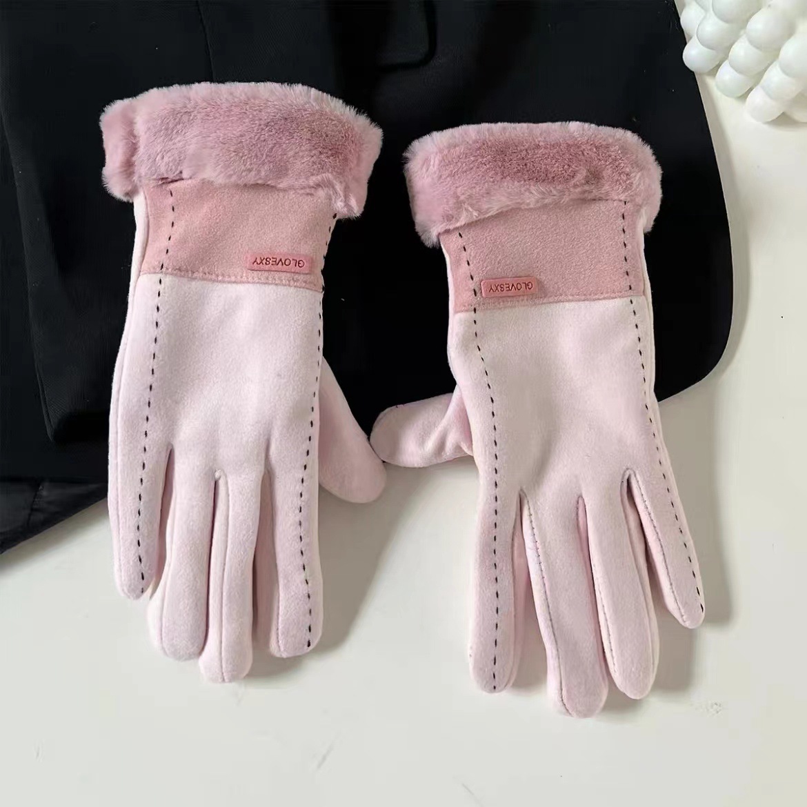 Otoño y invierno guantes cálidos para mujeres de terciopelo más grueso pantalla táctil para montar al aire libre guantes de moda a prueba de viento