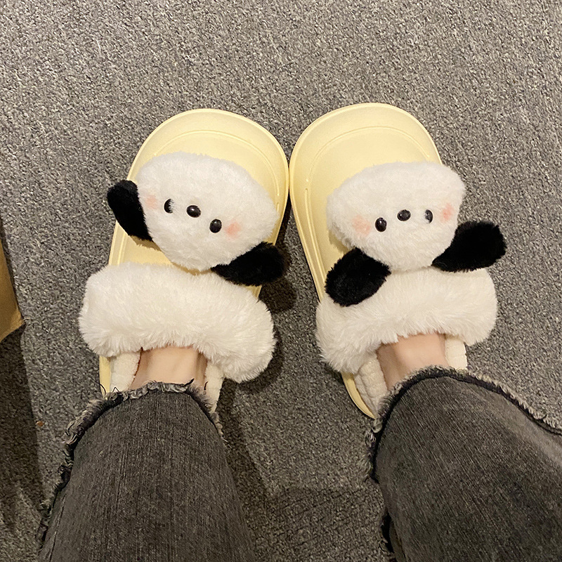 Fashion Versatile Cute Durable 2025 Winter Warm Plush Closed-Toe Cotton Slippers Couple Popular Outdoor Comfortable Style