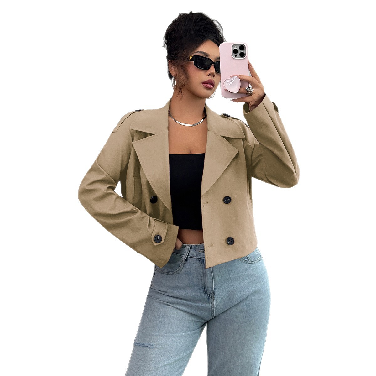 Women's Clothing Long Sleeved Jacket Vest Coat Casual Simple American Style Autumn Winter Clothing_voghion.com