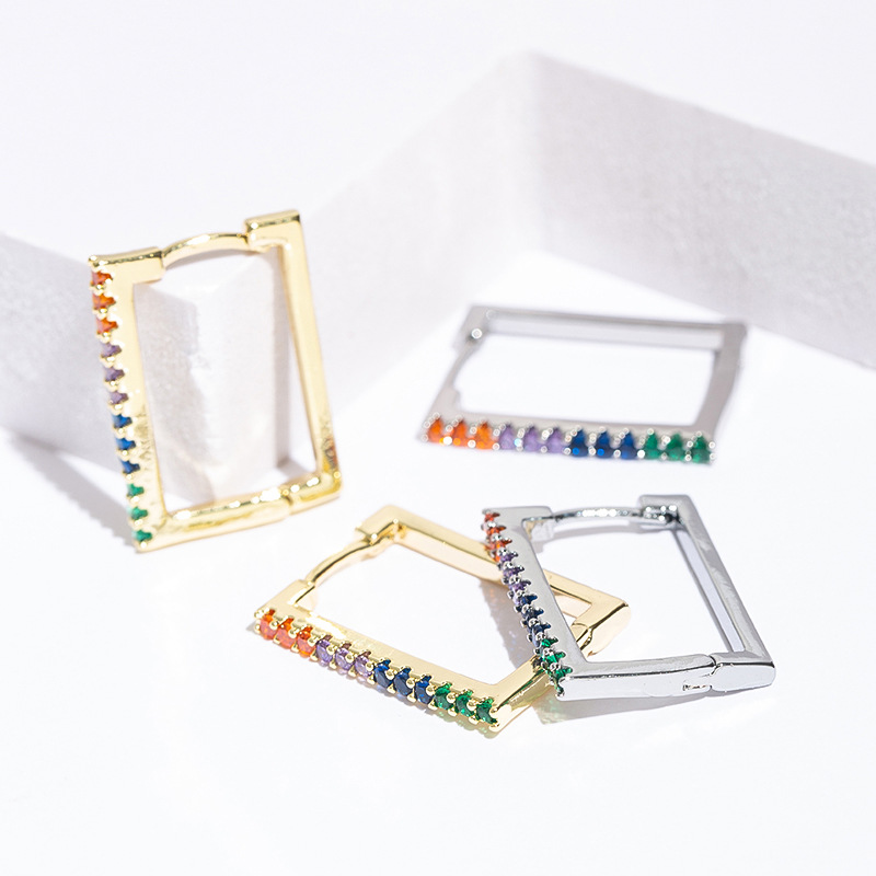 Holiday, Daily Occasion 1 Pair Casual Elegant Geometric Plating Copper Zircon Hoop Earrings