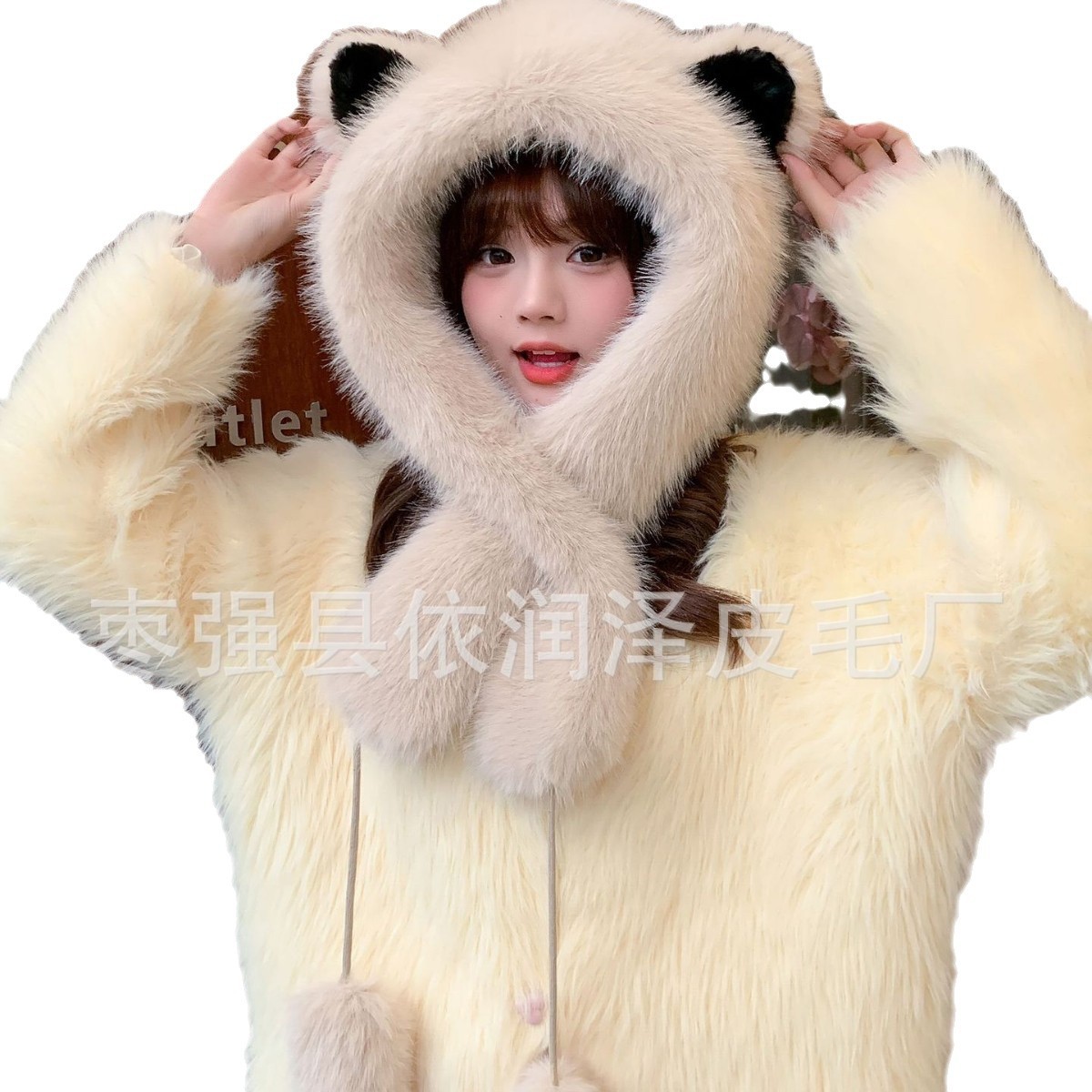 Invierno osos gorro de peluche para mujeres gorro de piel de imitación coreano grueso calentamiento lindo versátil gorro de protección contra el frío image 5
