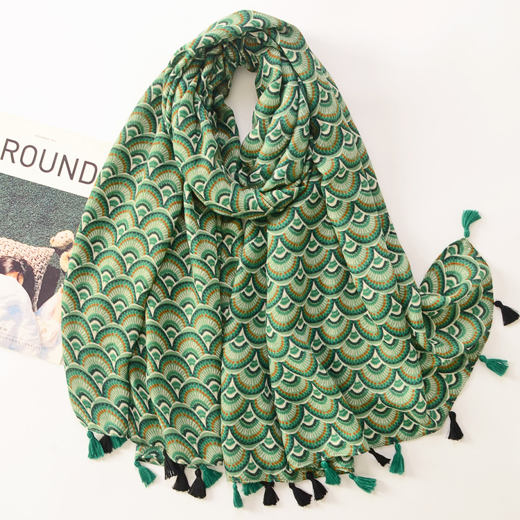 Otoño e Invierno nueva vietera impreso suave satén algodón moda chal algodón y lino sensación bufanda de seda viajes protección solar bufanda caliente