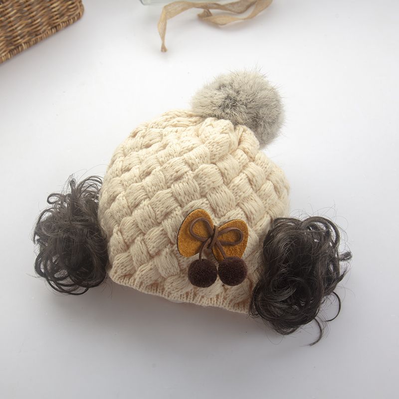 베이지색 가발 모자