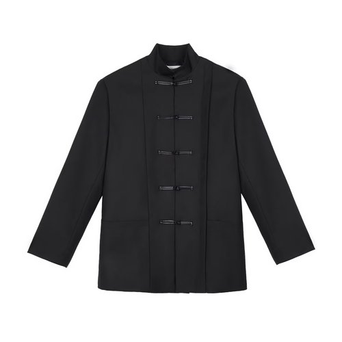 Modern Chinese style national wind Zhongshan suit with emerald bamboo airplane buttons, stand-up collar men's wedding suit Tang suit suit fashion