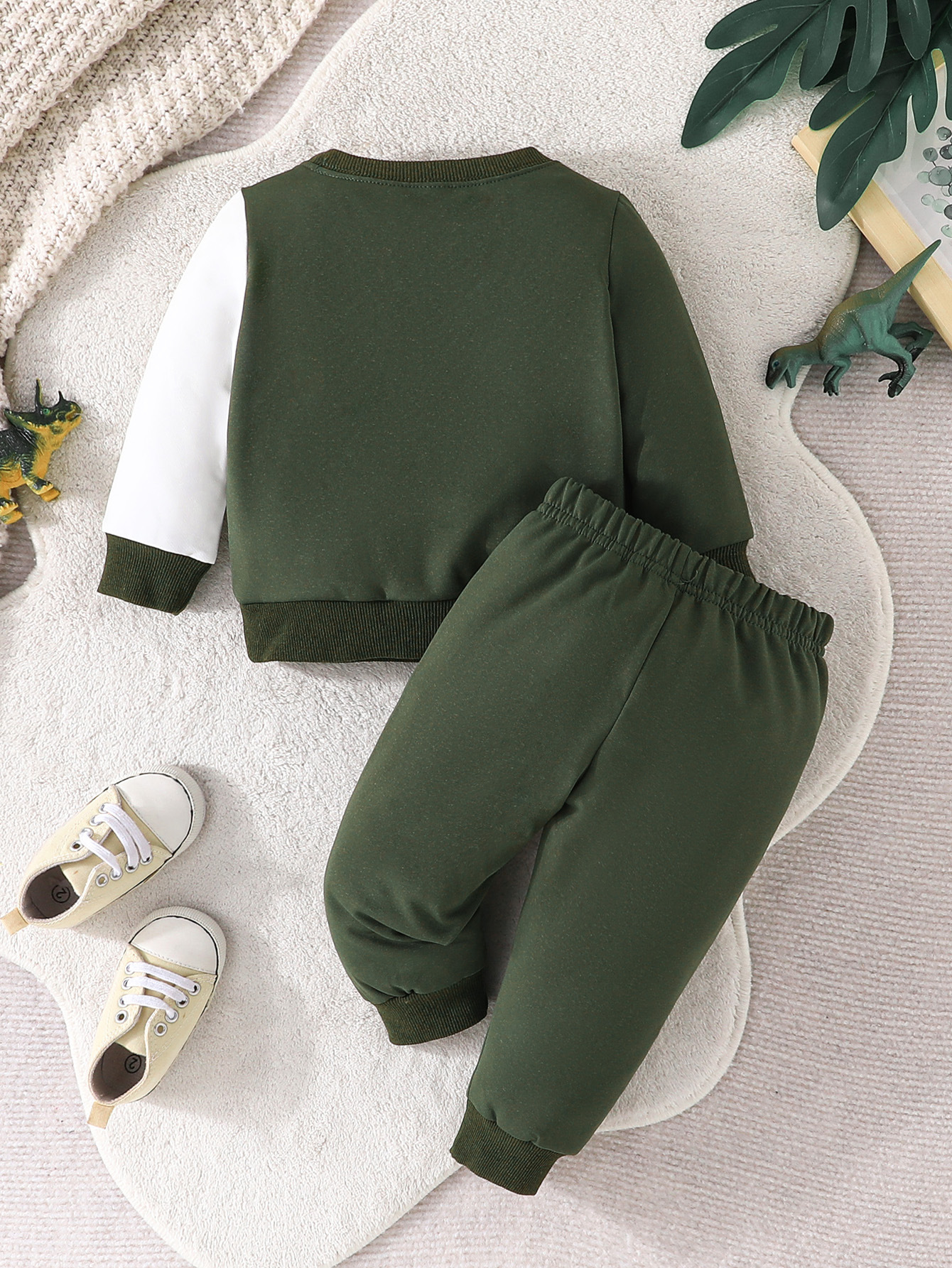 Baby Boy Dinosaur Patchwork Sweatshirt And Trousers Set Autumn_voghion.com