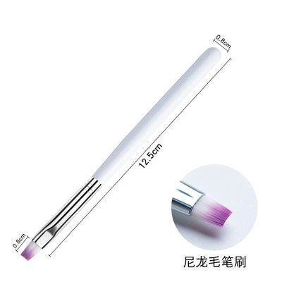 跨境美甲工具水晶延長膠取膠筆 光療膠筆彩膠平頭刷筆 光療筆