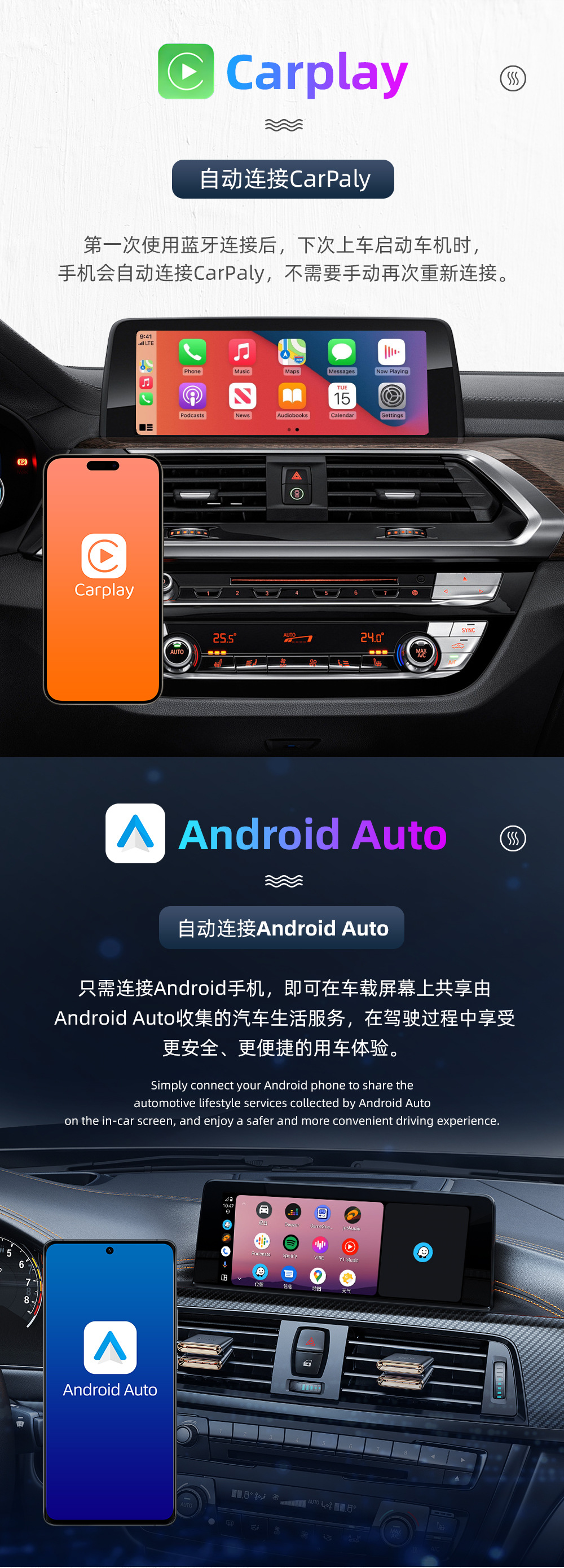 Bmw Car Decoding Box Wireless Carplay Android Auto Airplay Screen Projection Supports USB Playback