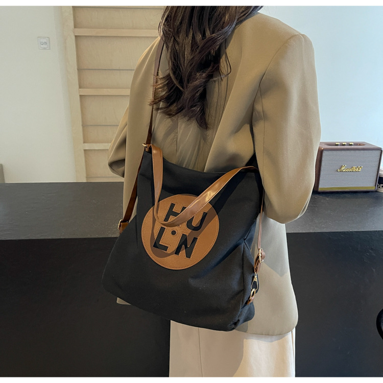 Korean letter printed multi-purpose cloth bag, 2024 new style, high-quality student backpack, commuting single-shoulder bag undefined