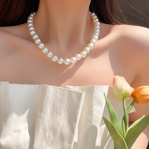 Shijia Pearl necklace, female personality, temperament, niche sweater chain, atmosphere,  new French Internet celebrity accessories