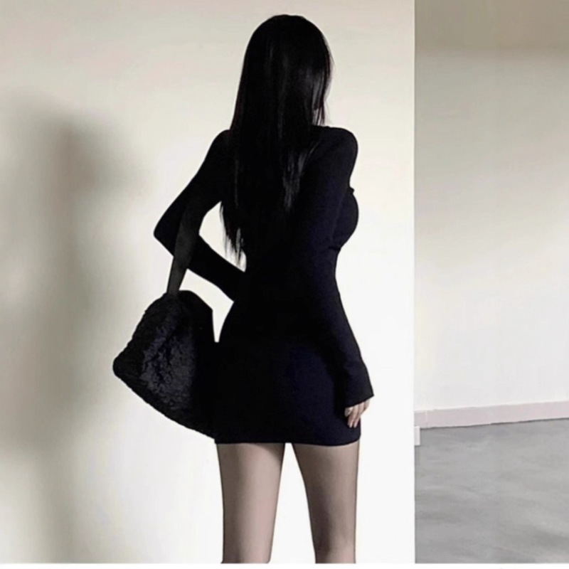 小妈风连衣裙女包臀裙黑丝搭配新款黑色修身裙子辣妹韩系秋季穿搭|undefined