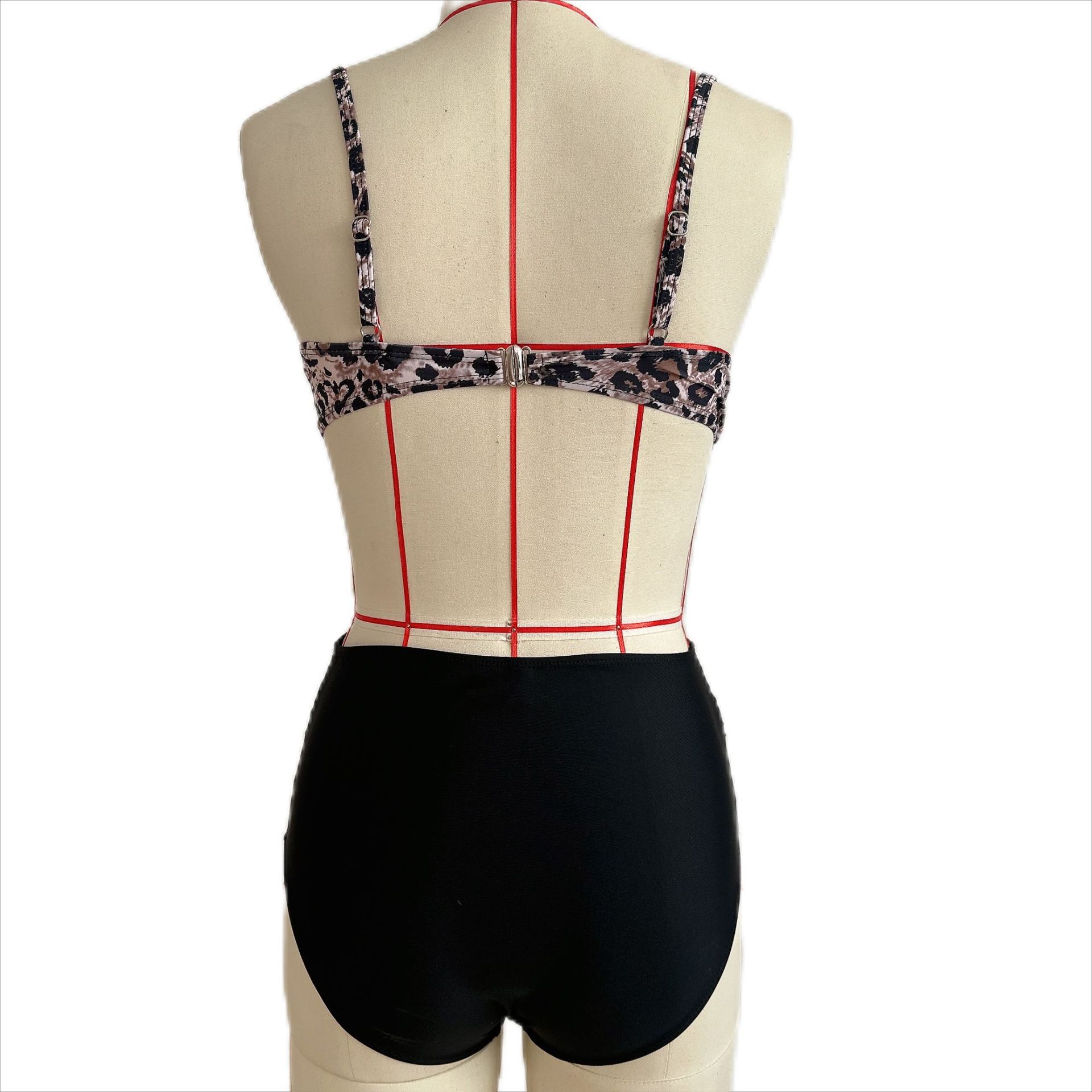 182g Weight Sexy Feel Of Sensation Mid Waist Panties Waist Bralette Bra Category Polyester Fabric Type 2 Pieces Set Quantity Swimming Pool, Beach Occasion Solid Color, Leopard Pattern Women's Gender Women's Solid Color Leopard 2 Pieces Set Bikinis Swimwear 29