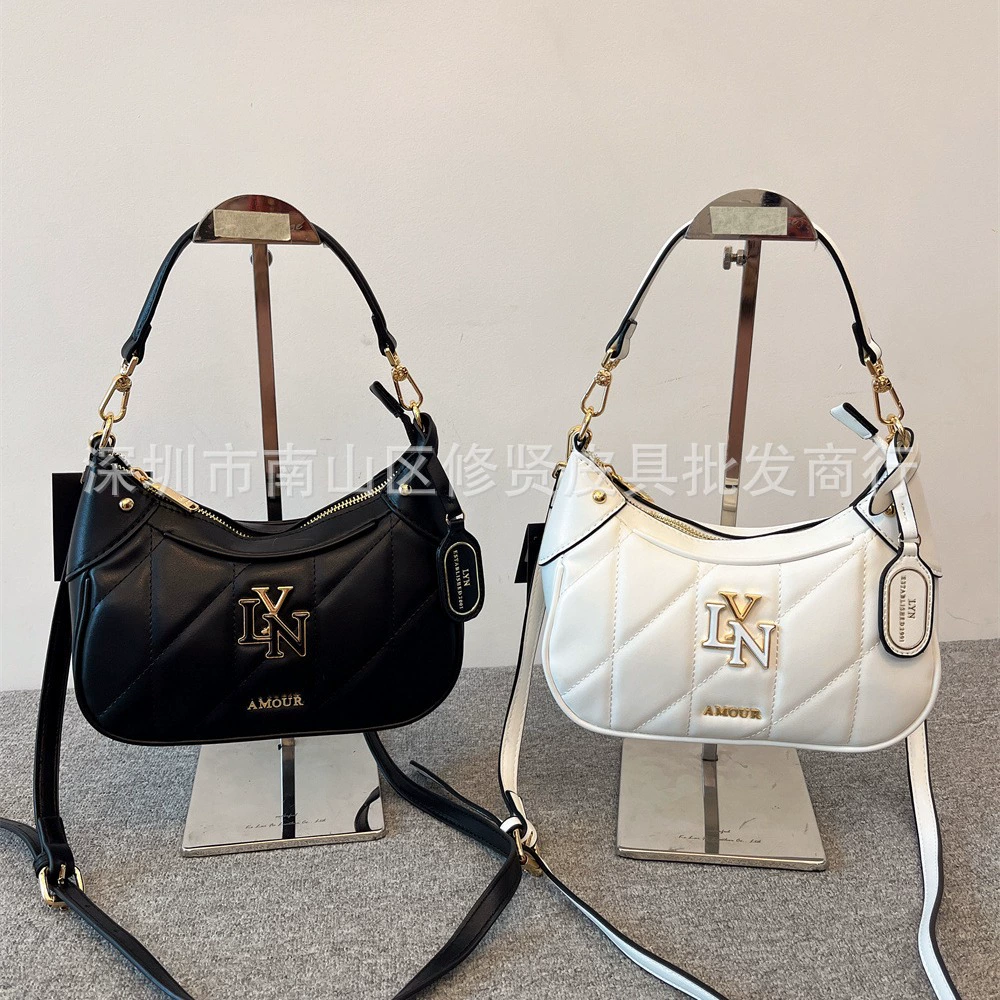 Solid color purse with diamond pattern, one-shoulder bag, phone bag