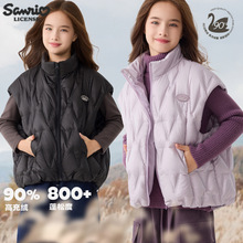 女童羽绒马甲冬新款轻薄白鸭绒内胆坎肩大童青少年外穿马夹加厚