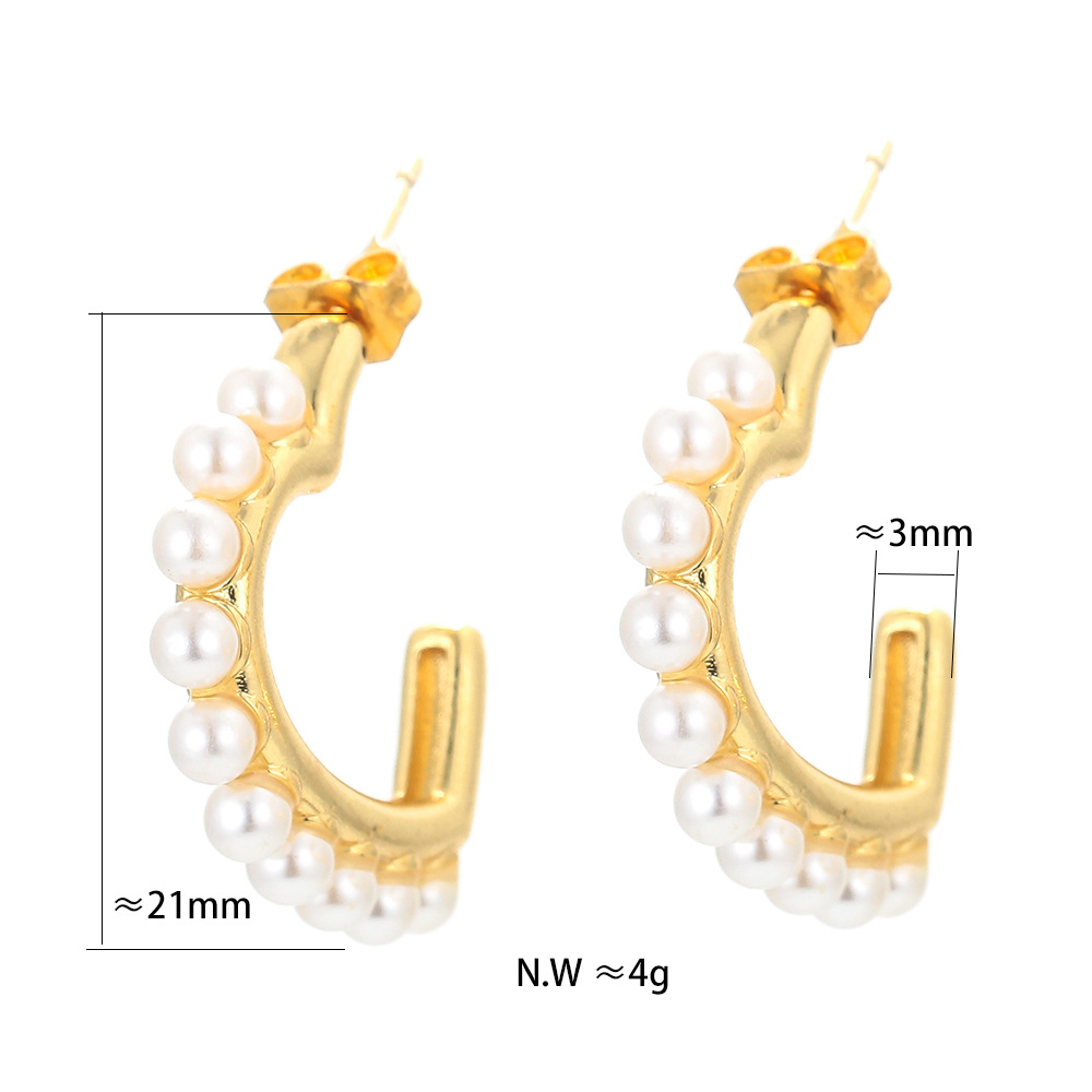 Boucles D&#39;oreilles De Type C En Perles À Visage Irrégulier De Mode En Gros display picture 3