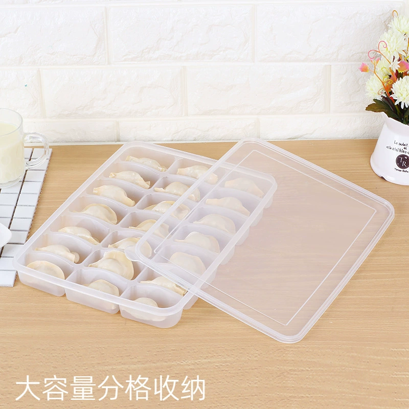 Dumpling storage box, food‑grade PP, 21‑grid non‑stick stackable tray