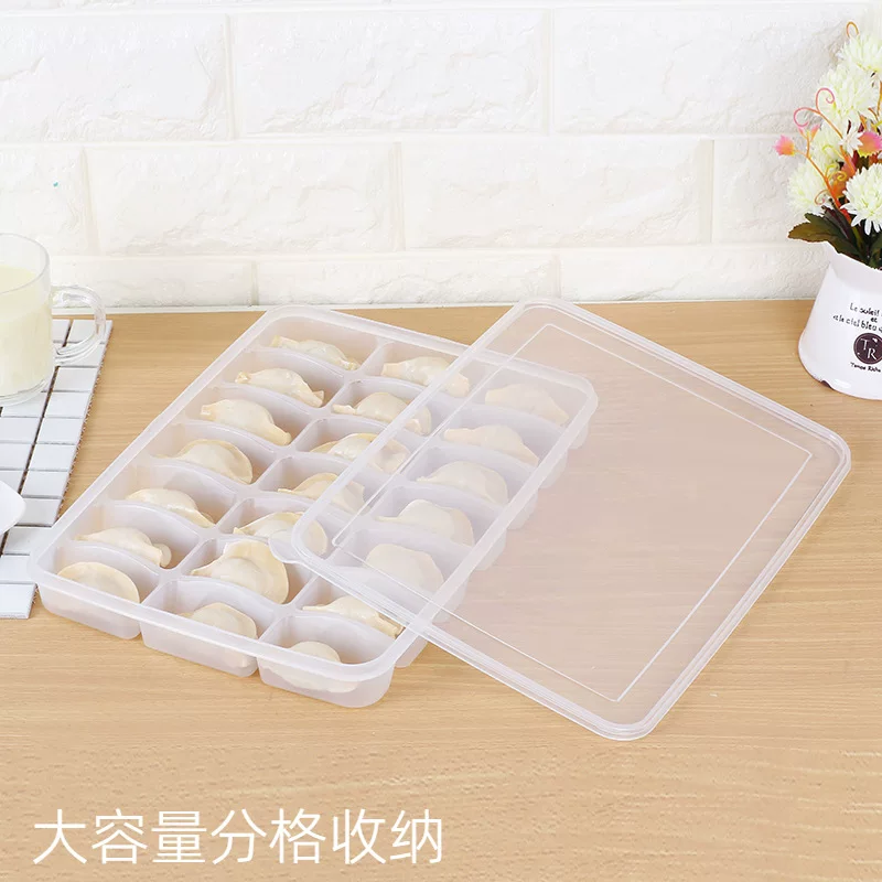 Dumpling storage box, food‑grade PP, 21‑grid non‑stick stackable tray