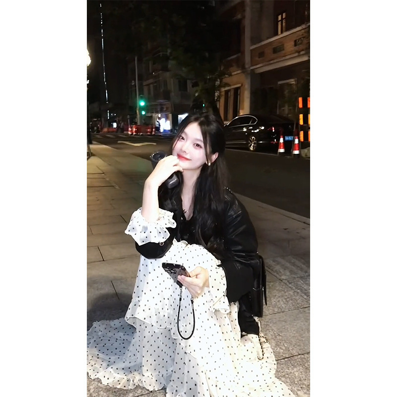 Autumn New Design Jacket, Leather Jacket, Elegant and High-End Polka Dot Dress Suit