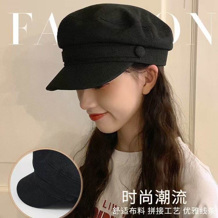帽子女韩国网红八角帽秋冬时尚百搭休闲八角贝雷帽复古女款报童帽|undefined
