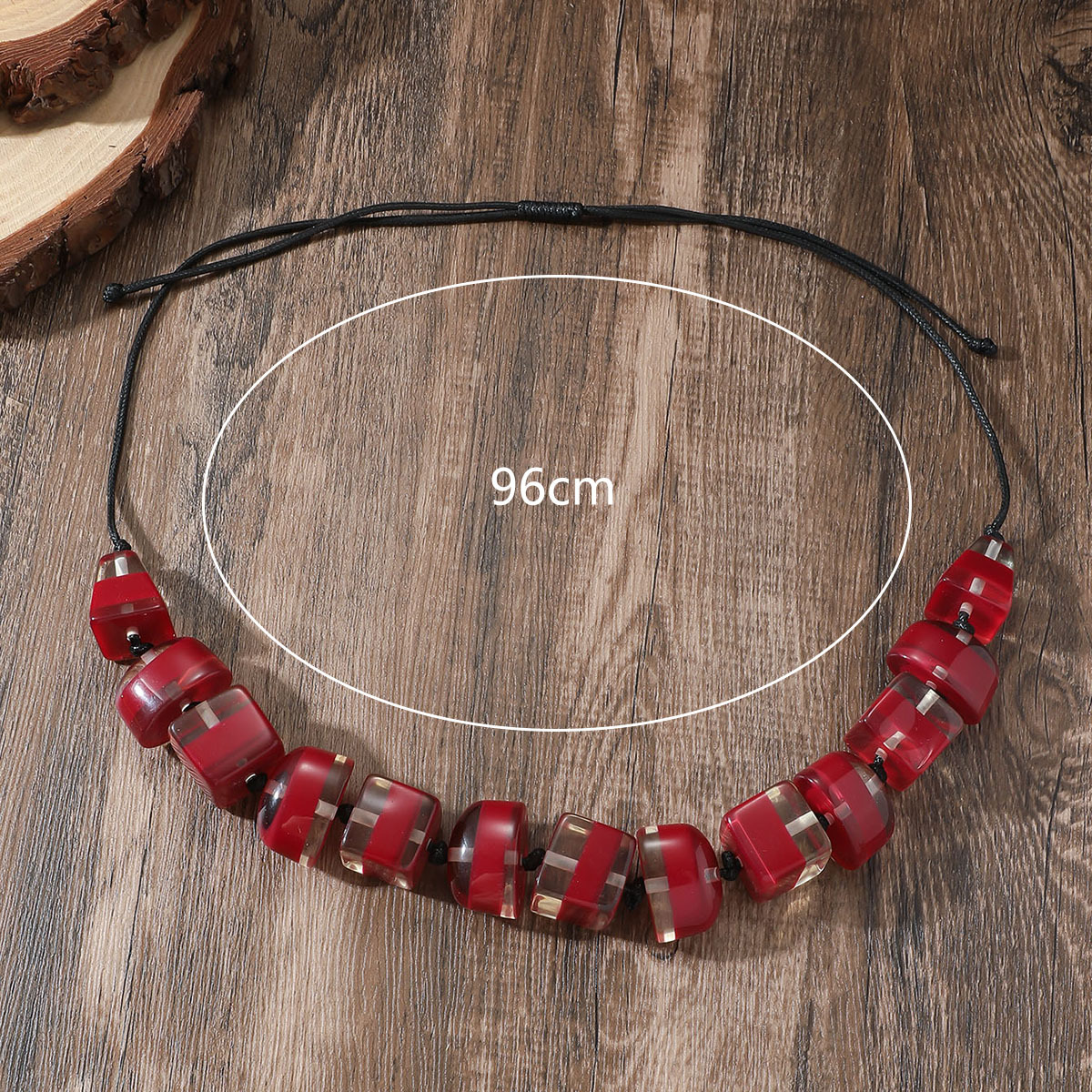 Retro Ethnic Style Bohemian Irregular Geometric Rhombus Resin Irregular Beaded Women's Earrings Necklace Jewelry Set display picture 11