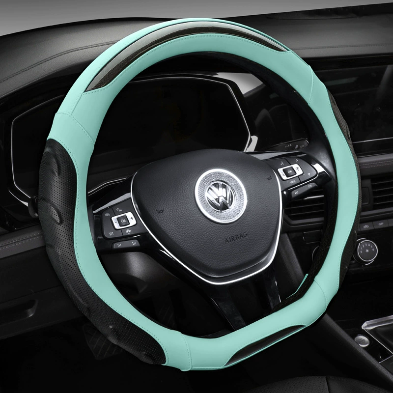 Трансграничный пятицветный новый модный сшитый чехол дышащий автомобильный чехол руля кожаного углеродного волокна четыре сезона универсальный
