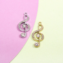 音符挂件配饰符号吊坠简约合金镶钻饰品配件diy手链项链服饰材料