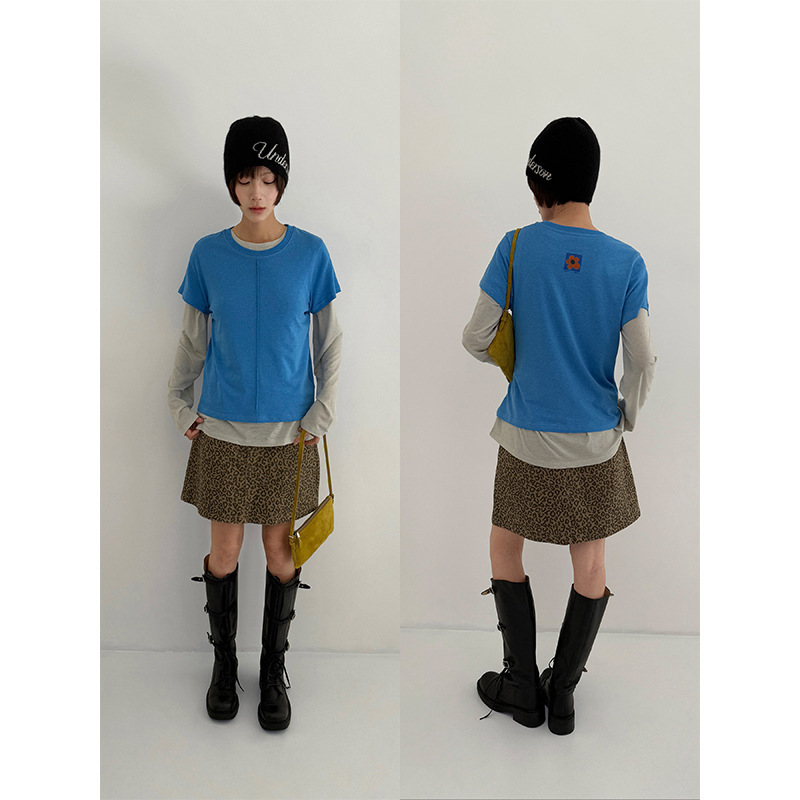 【Clearance No Returns】Yifu Basic T-Shirt for Women Spring/Summer Slim Fit Versatile Short Sleeve Top 5800