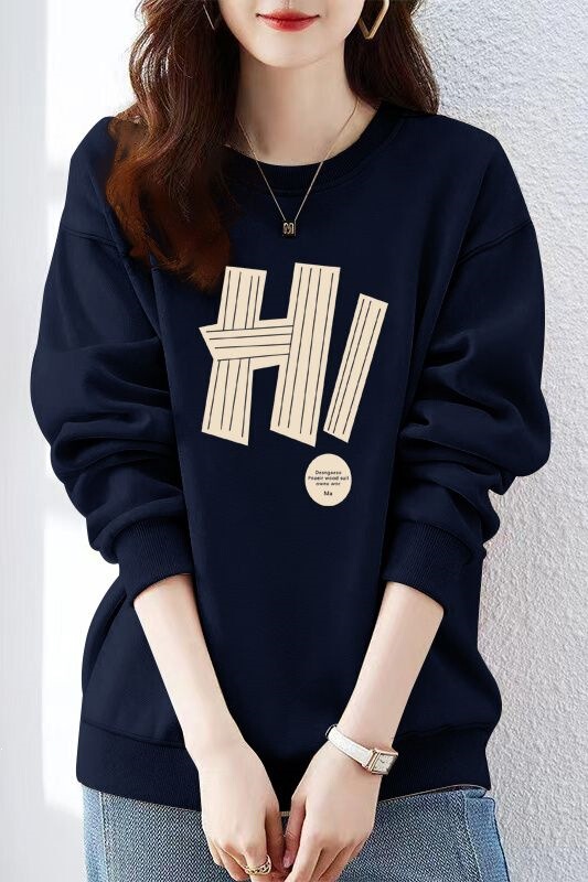 Women's Fleece-Lined Thickened Sweatshirt for Spring, Autumn, and Winter 2025 New Thin Oversized Loose Slimming Base Shirt Top