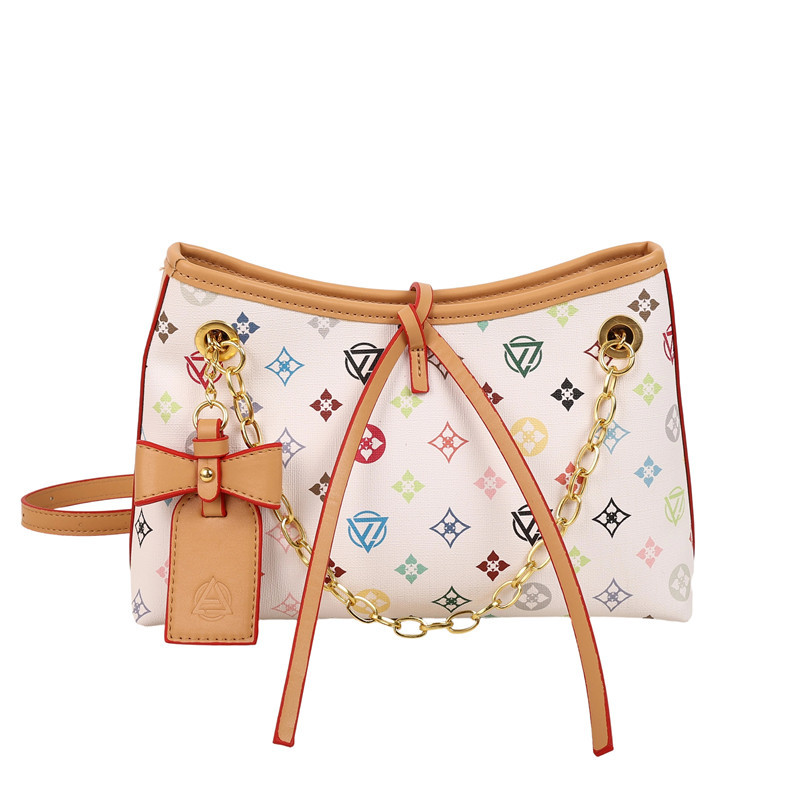 Bolso de cadena de textura transfronteriza 2025 verano nuevo bolso femenino retro bowknot bandolera moda contraste color bandolera