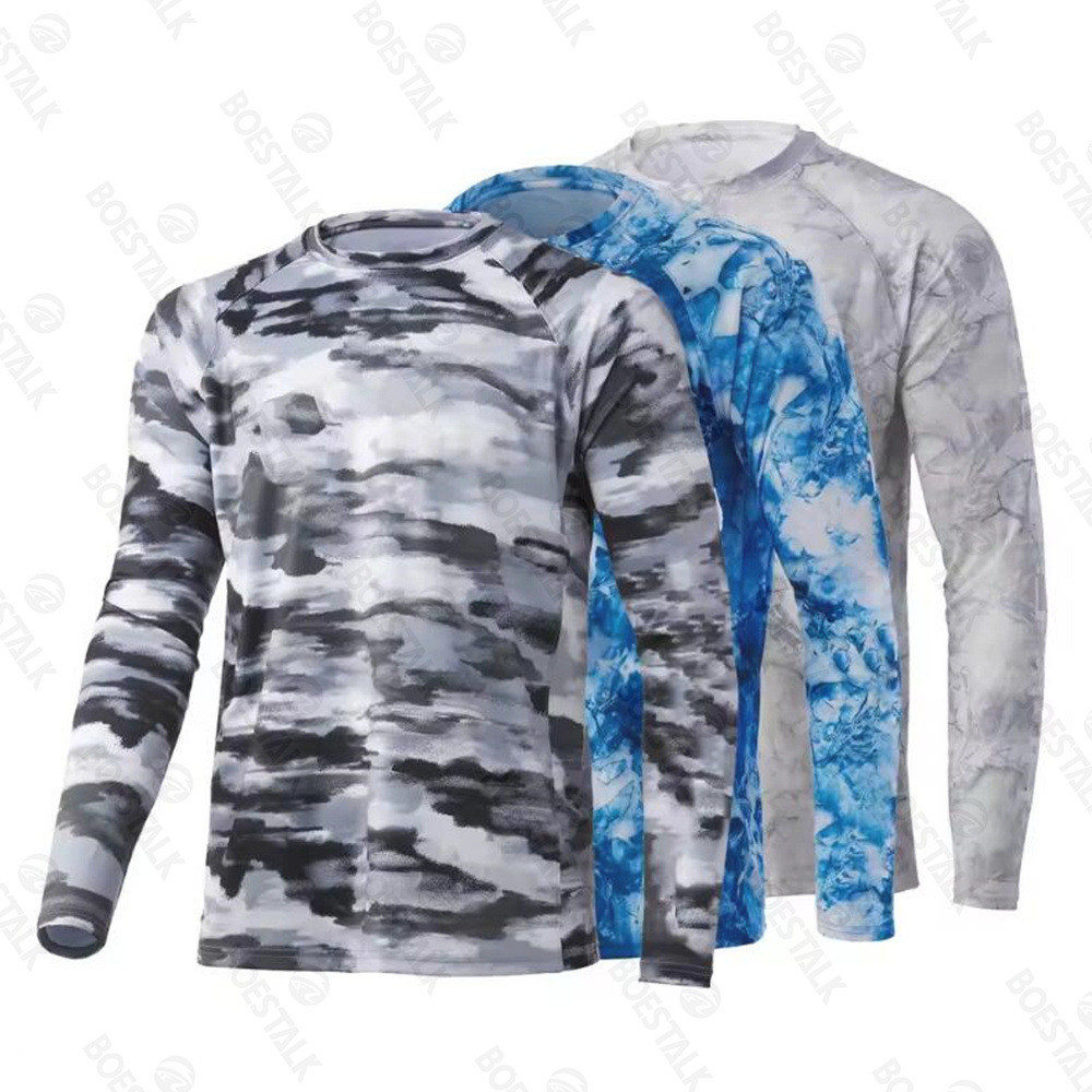 2024 new summer outdoor sports sunscreen quick-drying breathable anti-ultraviolet long sleeve round neck ice silk fishing suit