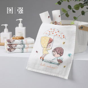 Figure strong cross-border super baby wash baby bath towel cotton gauze cartoon printed children's towel wholesale