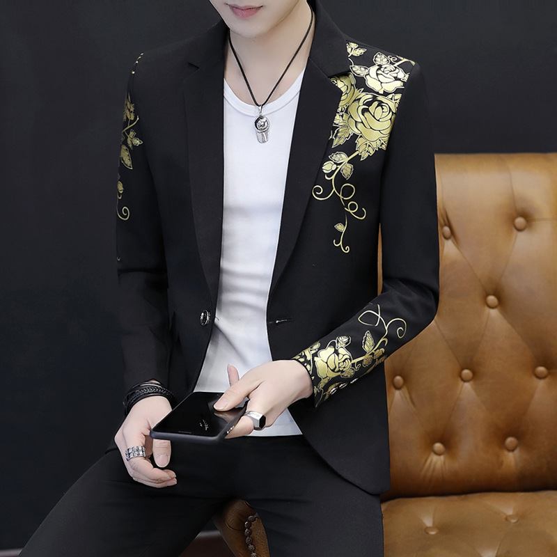 Dropshipping Autumn New Men's Small Suit Korean Style Slim Trendy Hairstylist Color-Blocking Small Suit Men Dropshipping Autumn New Men's Small Suit Korean Style Slim Trendy Hairstylist Color-Blocking Small Suit Men