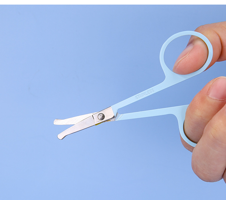 LMLTOP Blue round-headed Nose Hair Scissors Stainless Steel Makeup Small Scissors Beauty Eyebrow Shaping Scissors TOP-021 undefined