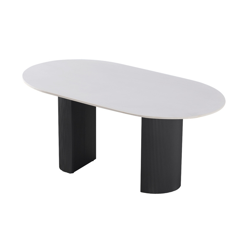 Mesa de comedor de roca semicircular, mesa de comedor de lujo ligera italiana, mesa de comedor de pequeño tipo, mesa de comedor doméstica moderna y simple.