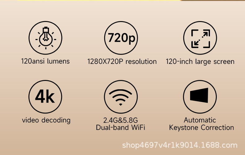 cross-border hot barrel ptz projector android same screen hd portable home fans outdoor mobile phone home theater undefined