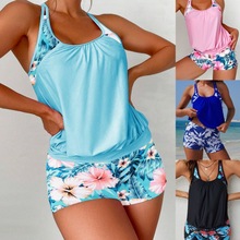 2025新款Tankini亚马逊跨境 分体修身吊带平角裤女士泳衣保守遮肉