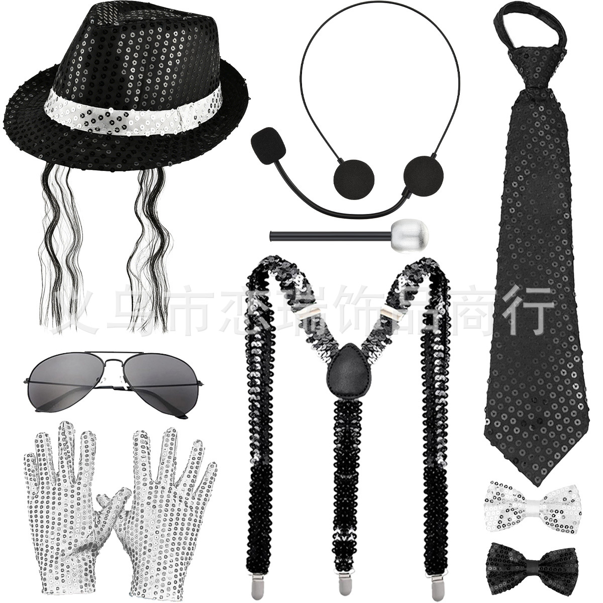70s DISCO espectáculo accesorios esquinilla sombrero corbata guantes cinturón hombre conjunto Xiaoyin TEMU en stock